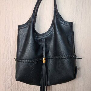 Big Buddha Black Vegan Leather Hobo Bag